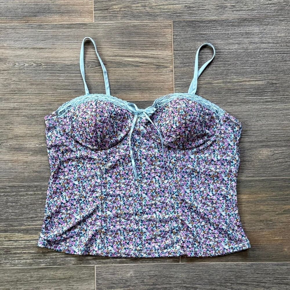 Y2K baby doll lace cami No Boundaries purple floral lace cami top